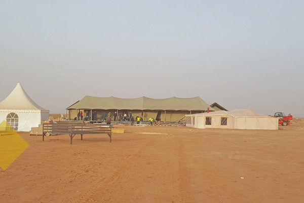Exterior of tent resort in desert