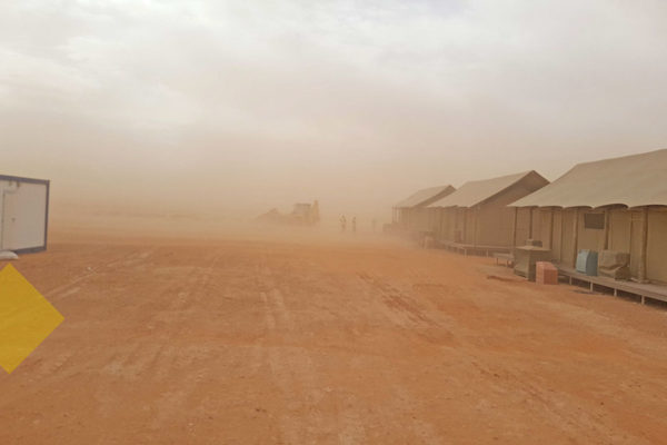 Sandstorm in tent resort